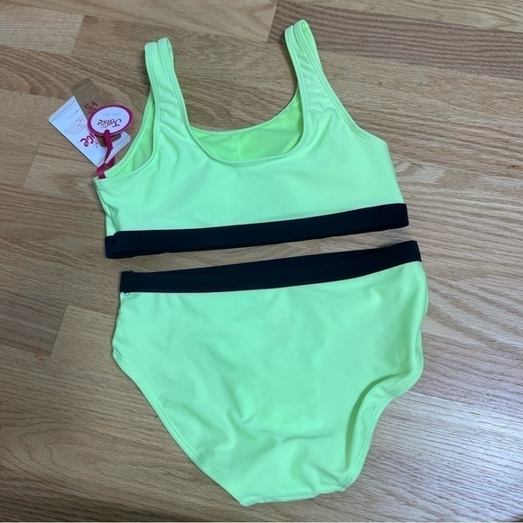 Justice Bikini Swim Suit NWT Large 12/14 Green Two Piece Bathing Kids Youth - Picture 5 of 6